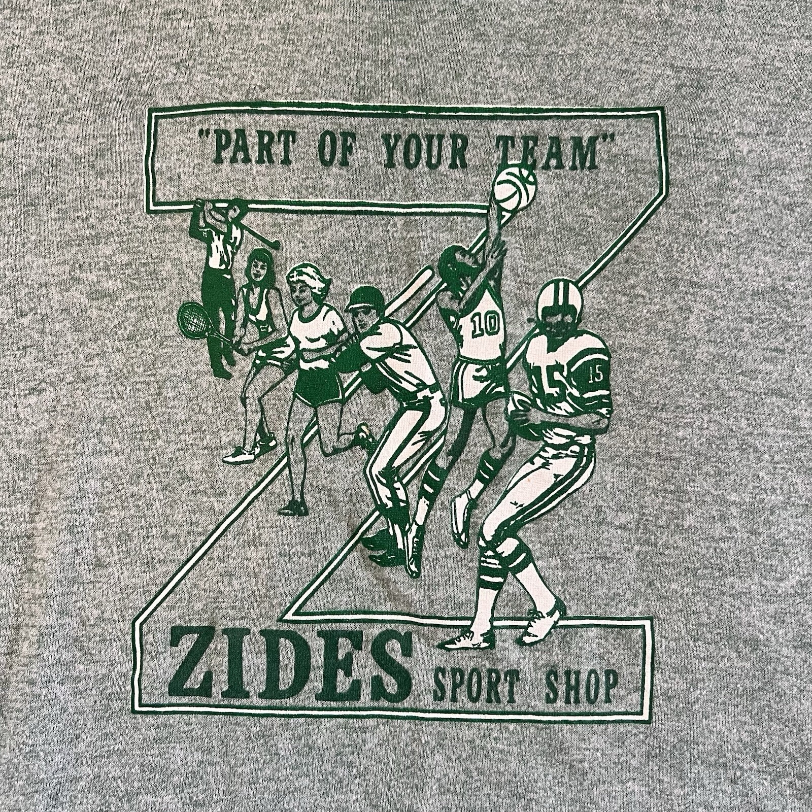 Vintage 1970s Russell Athletic Gold Label Zides Sports Ringer T-Shirt Green – L