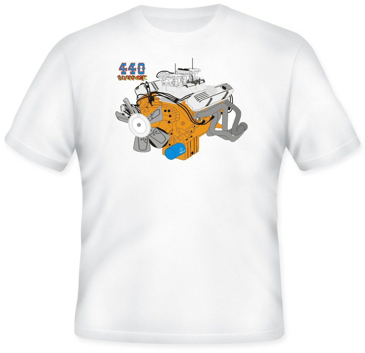 MOPAR Dodge Plymouth Cuda 440 Sixpack White Hanes T Shirt (2XL or 3XL)