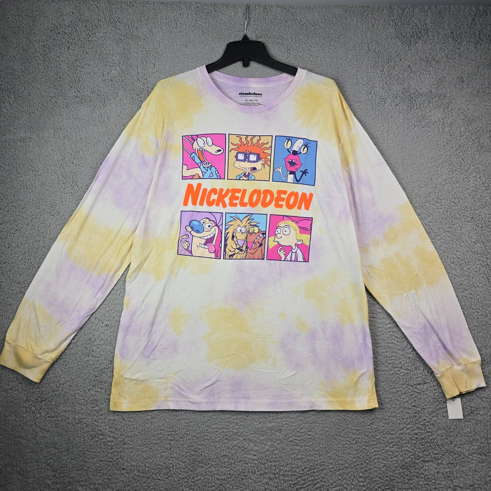 Nickelodeon TIE DYE Shirt Mens Extra Large XL Long Sleeve Cartoon Nick Retro NWT
