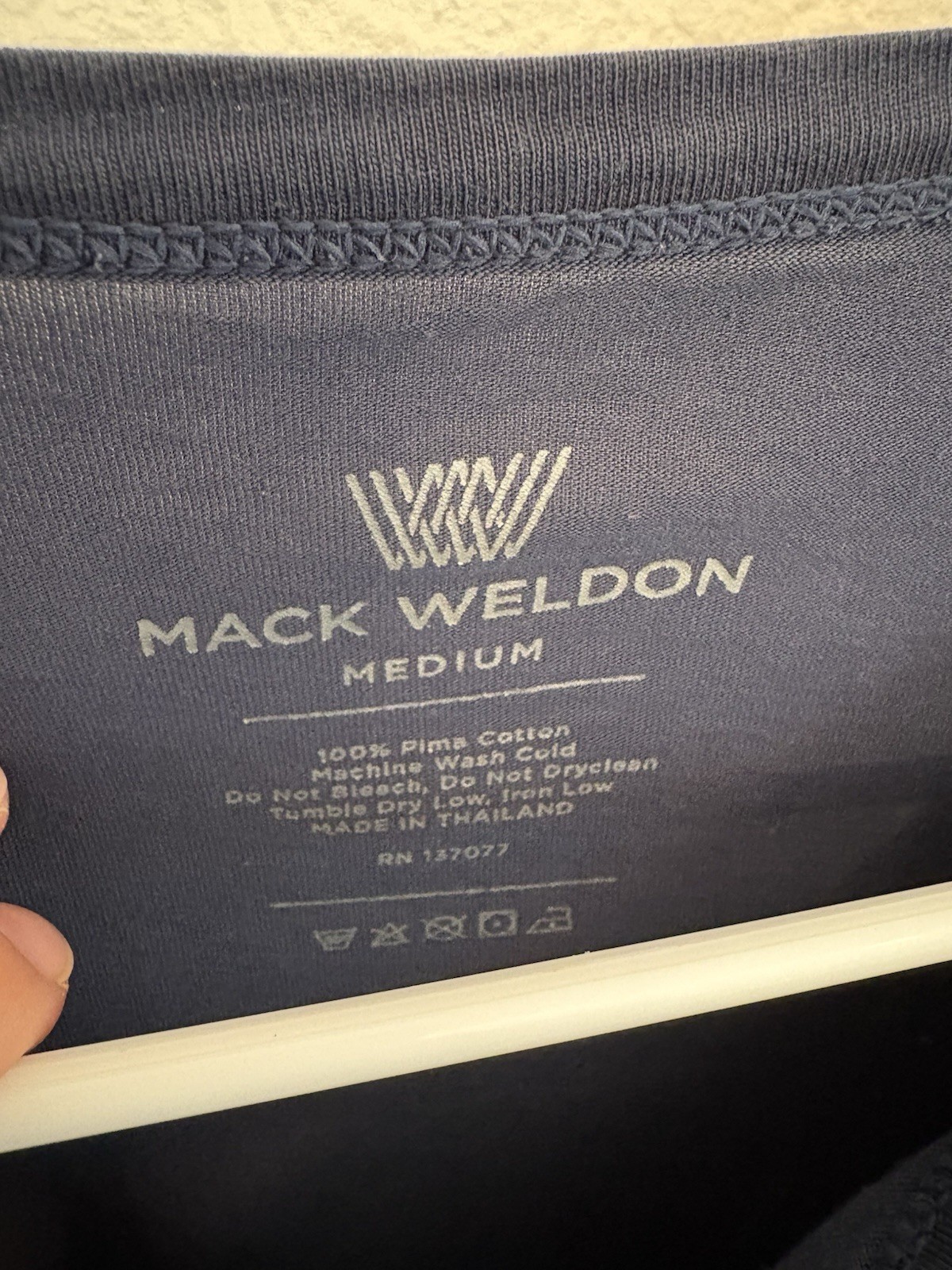 Mack Weldon Henley Mens Medium Navy Blue Long Sleeve 100% Pima Cotton