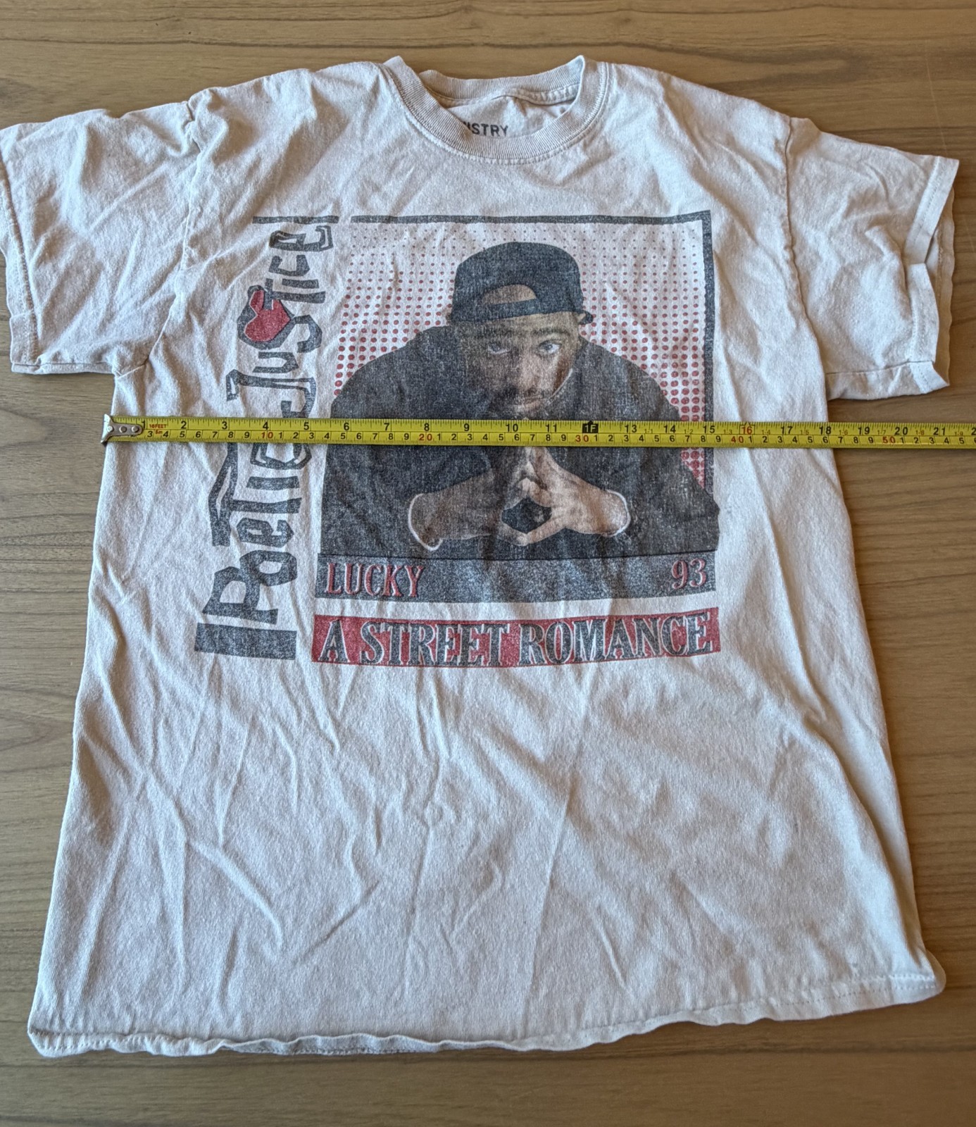 Poetic Justice Tupac Shakur T-Shirt Beige Size M 2Pac Graphic Y2K Rap Tee