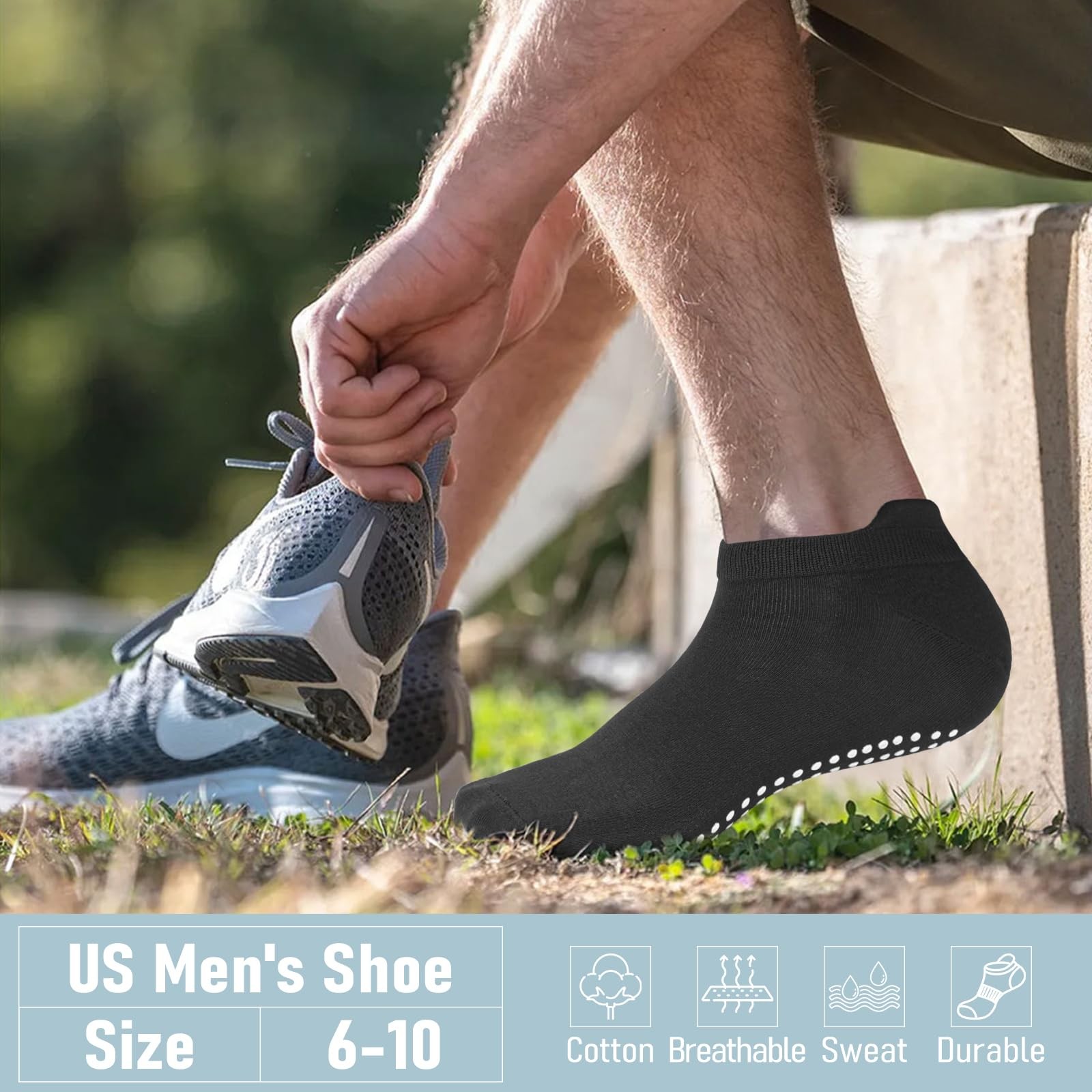 Men&rsquo;s Non Slip Socks with Grips Anti Slip Socks for Soccer Yoga Pilates