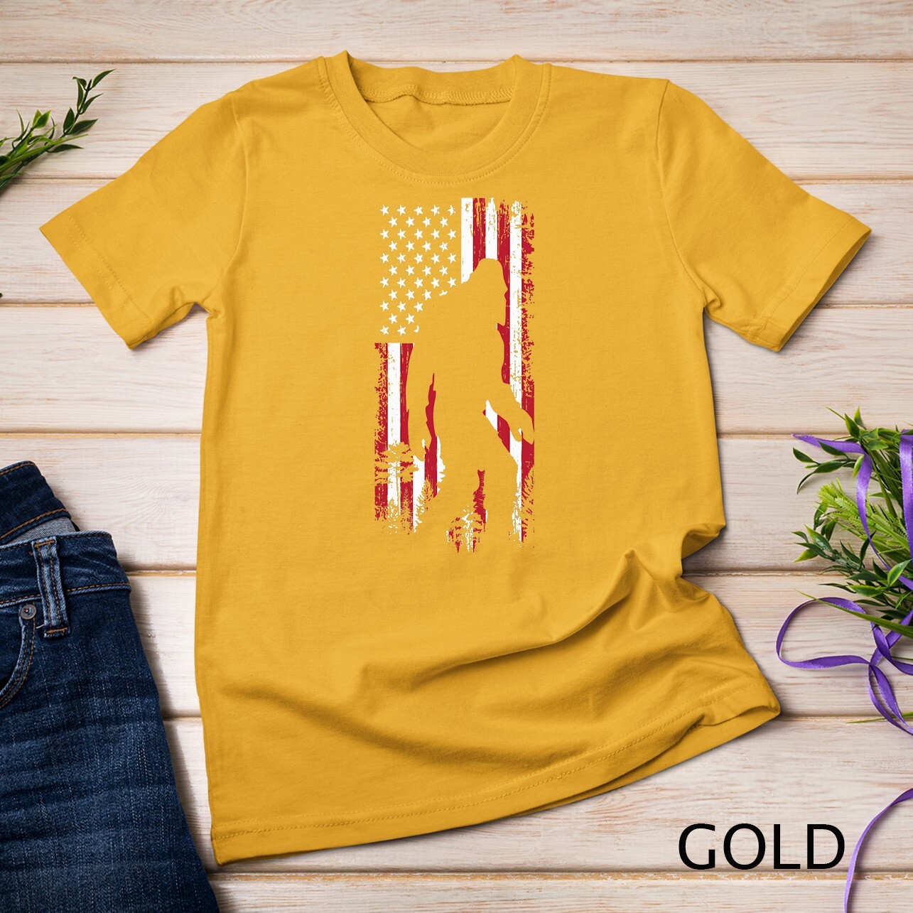 Bigfoot 4th of July American USA Flag Patriotic Boys Kids T-Shirt Unisex T-shirt