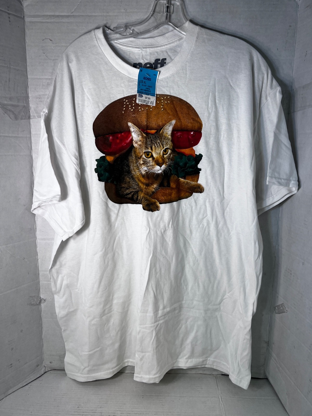 Neff Men&rsquo;s Burger Cat T-Shirt White XL new With Tag