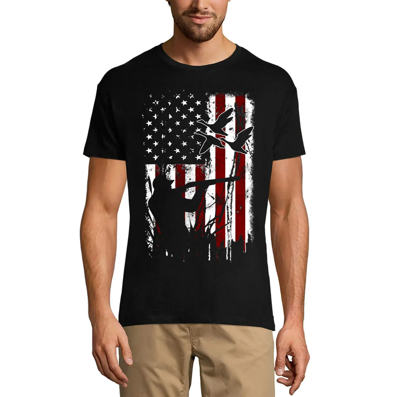 Men&rsquo;s Graphic T-Shirt American Hunter&rsquo;s Life – Us Flag – Hunting Eco-Friendly