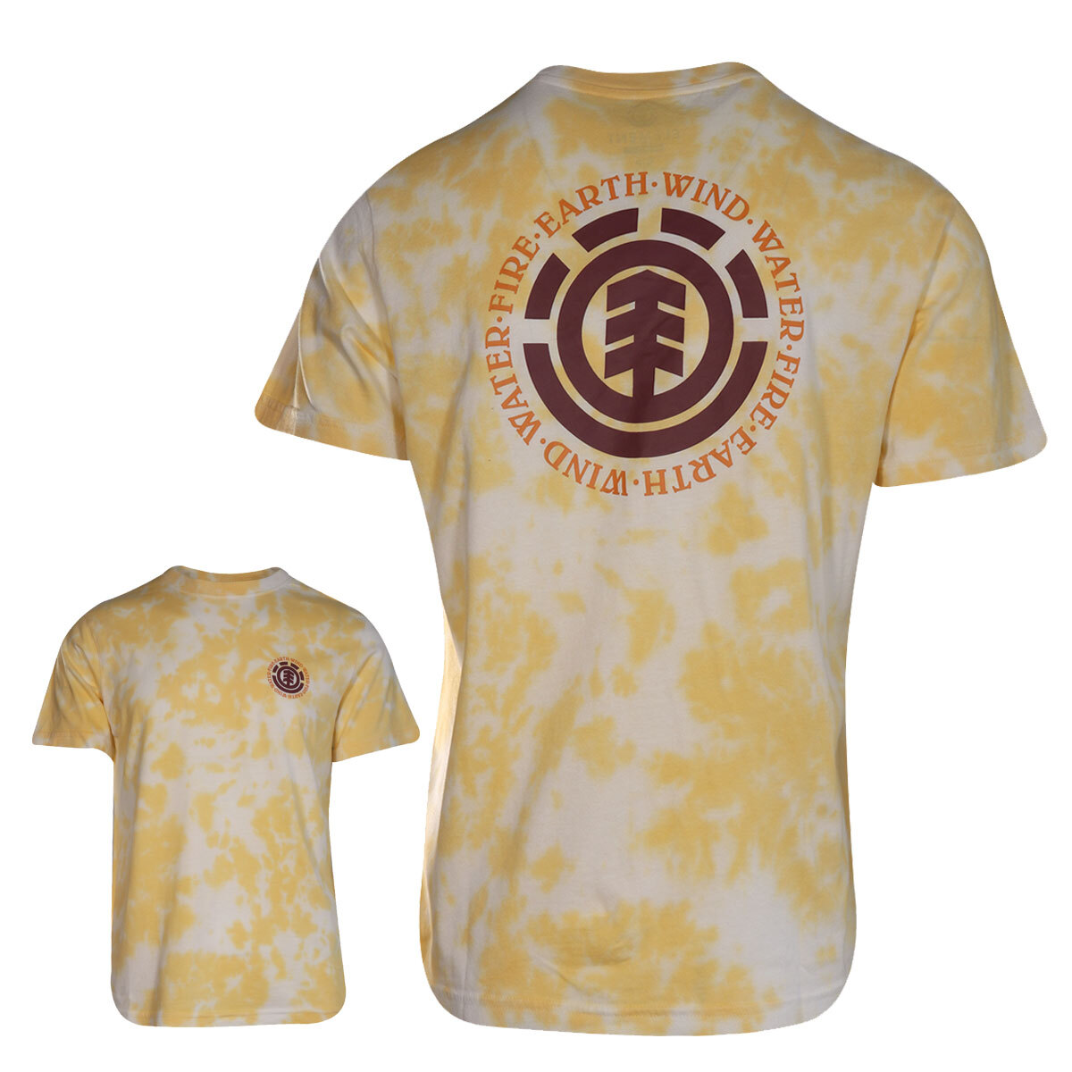 Element Men&rsquo;s T-Shirt Yellow Tie-Dye Four Elements Solid Graphic S/S (S13)