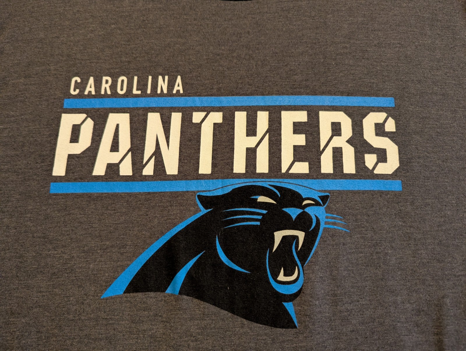 NFL Carolina Panthers NFC South Majestic Sportswear XL Gray Cotton Blend T-Shirt