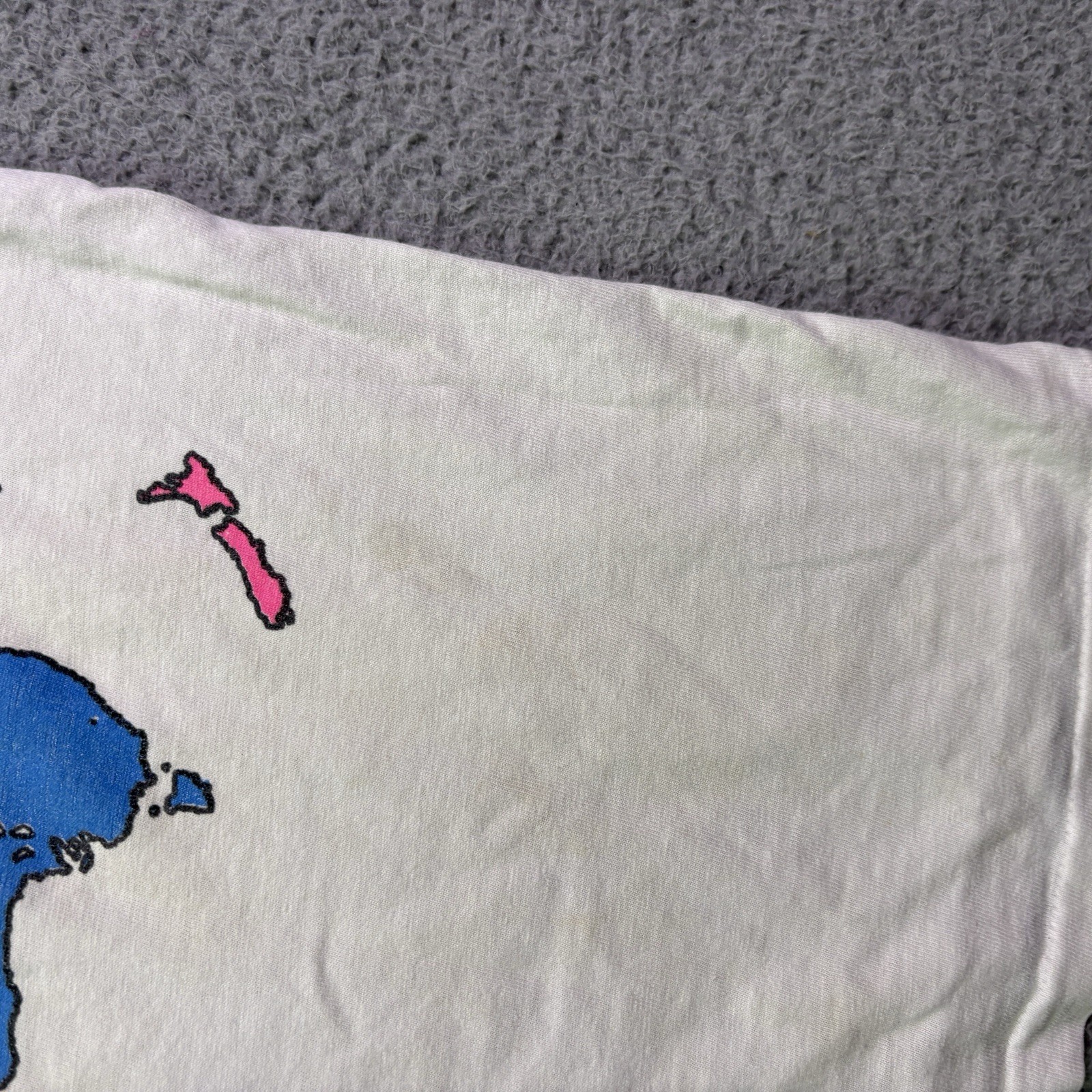 VTG Traveller Shirt Men L White Neon World Map 80s 90s Single Stitch USA Beefy
