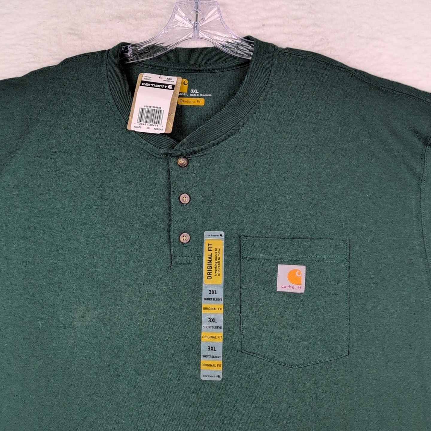 NWT Carhartt Heavyweight SS Pocket Henley T Shirt Mens 3XL K84 HTG Hunter Green