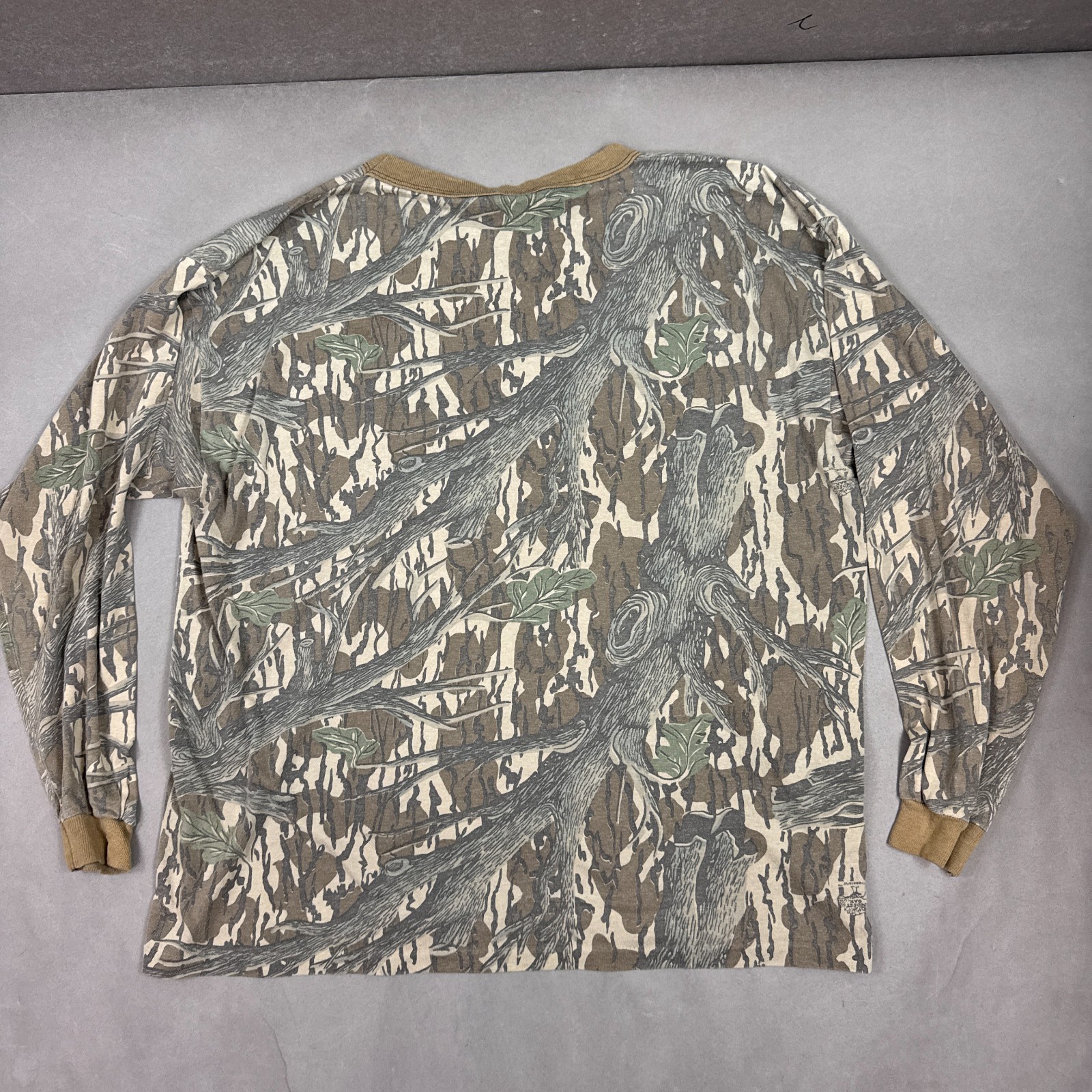 Vintage Mossy Oak Shirt Mens XL Brown Original Tree Stand Ringer Ace Sportswear