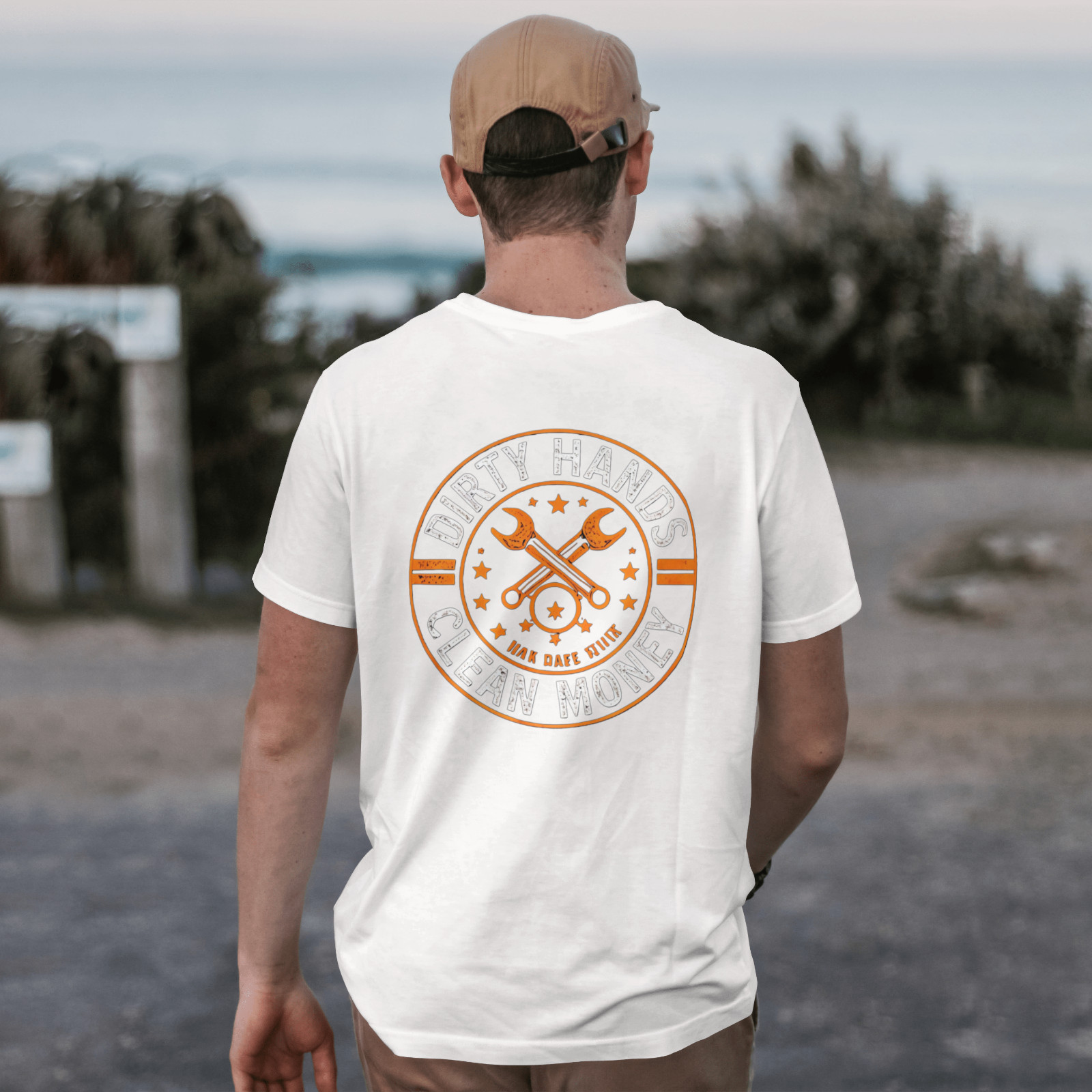 Dirty Hands Clean Money Shirt Blue Collar Work Mechanic Tee Back Print