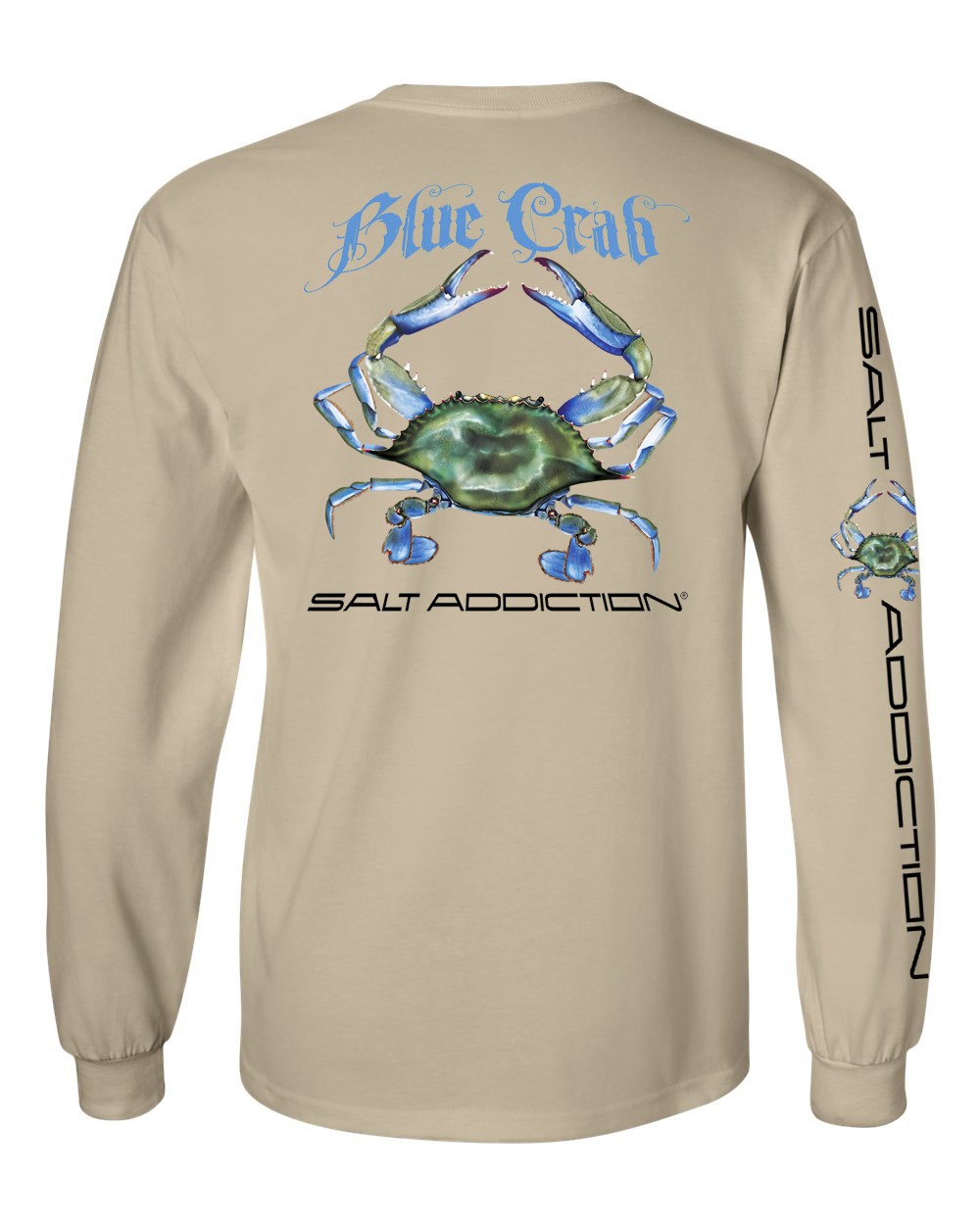 Salt Addiction Saltwater Blue Crab Fishing Long Sleeve T Shirt Cotton