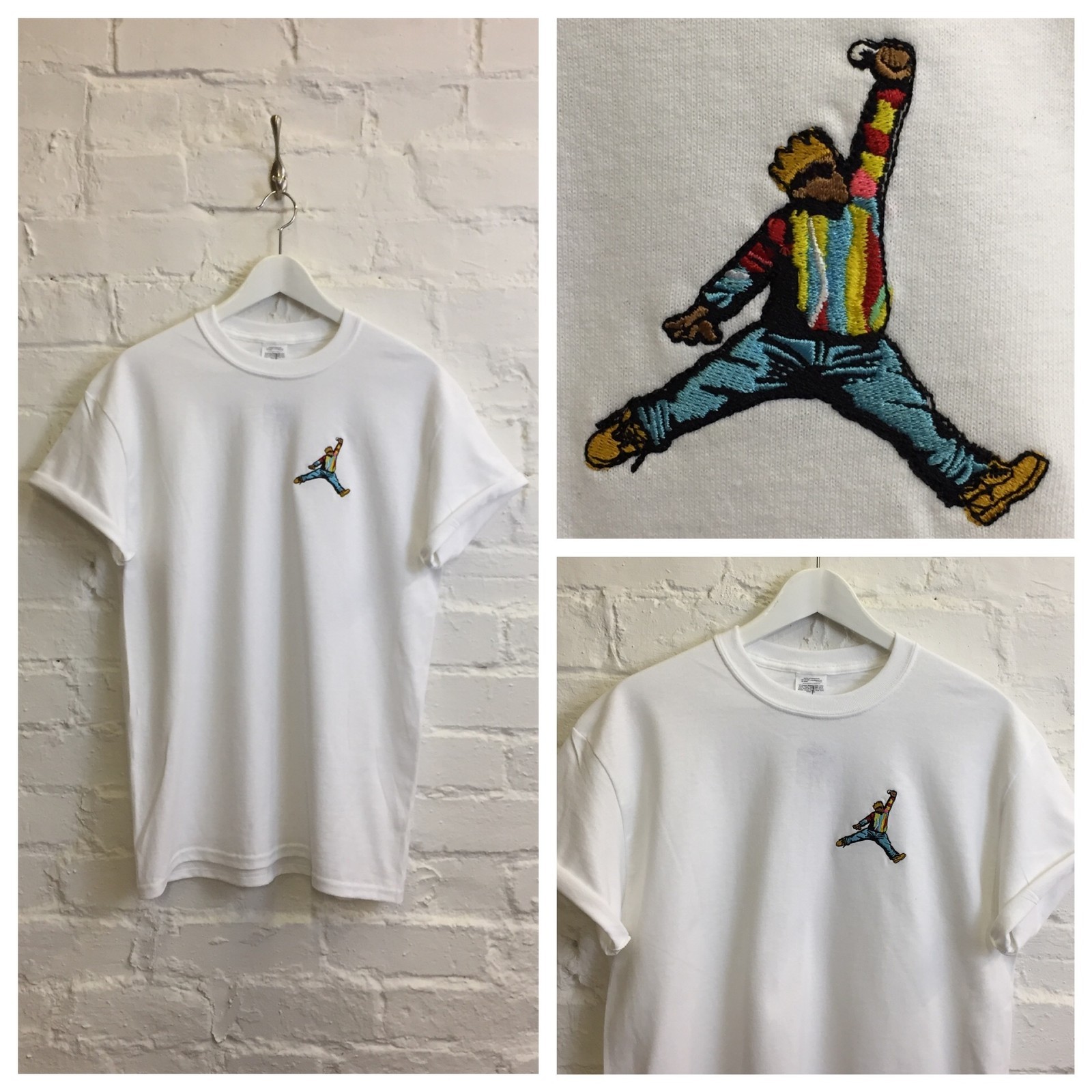 Actual Fact Biggie Jordan Slam Dunk Embroidered Hip Hop Supreme Tee T-Shirt