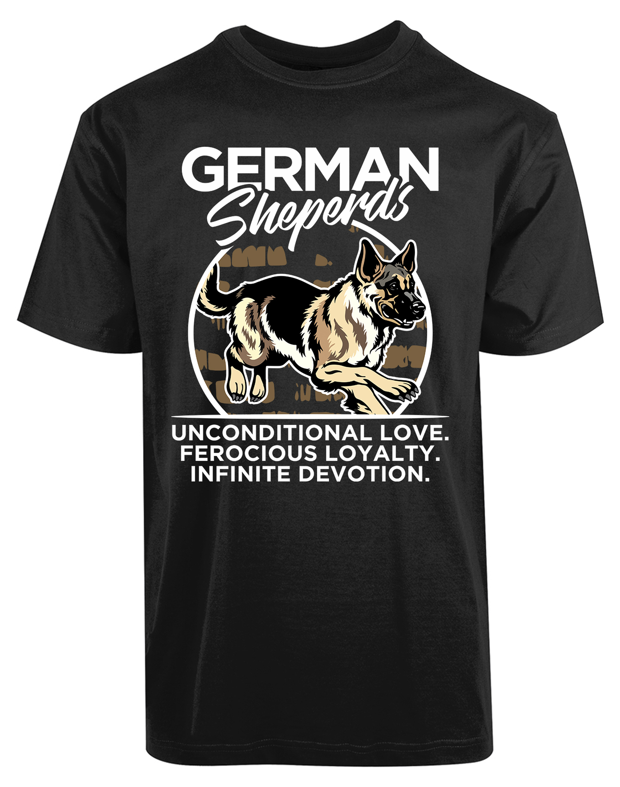 German Shepherd New Mens Shirt Unconditional Love Ferocious Loyalty Infinite Tee