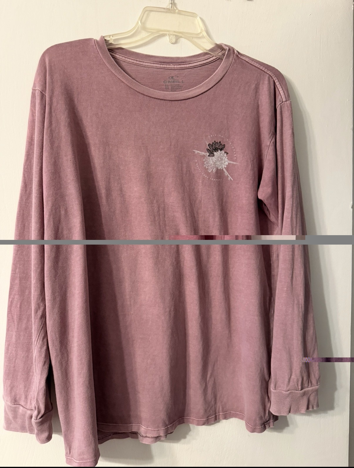 O&rsquo;Neill Long-Sleeve Women’s Vintage Wash Dusty Mauve & Terra Cotta Floral Sz XL
