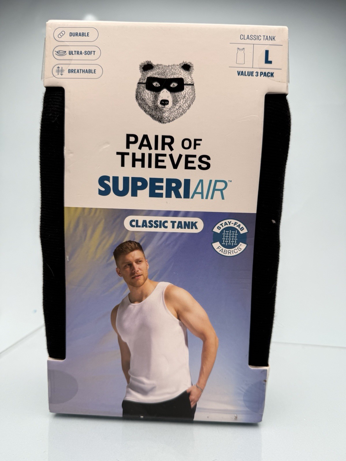 Pair of Thieves Men&rsquo;s 3pk SuperiAir Cotton Tank Top Black Size L Large (34-36&Prime;)