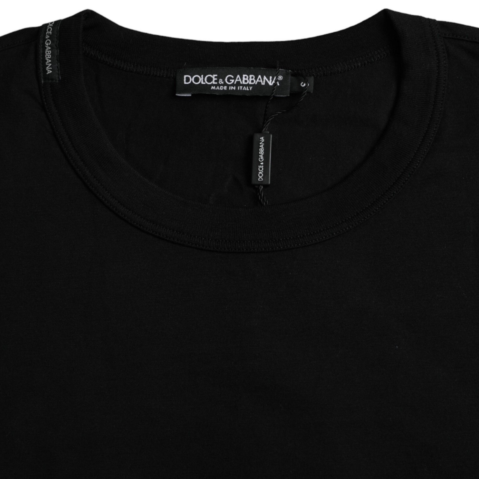 DOLCE & GABBANA T-shirt Black Logo Embossed Cotton Crew Neck IT46/US36/S 750usd