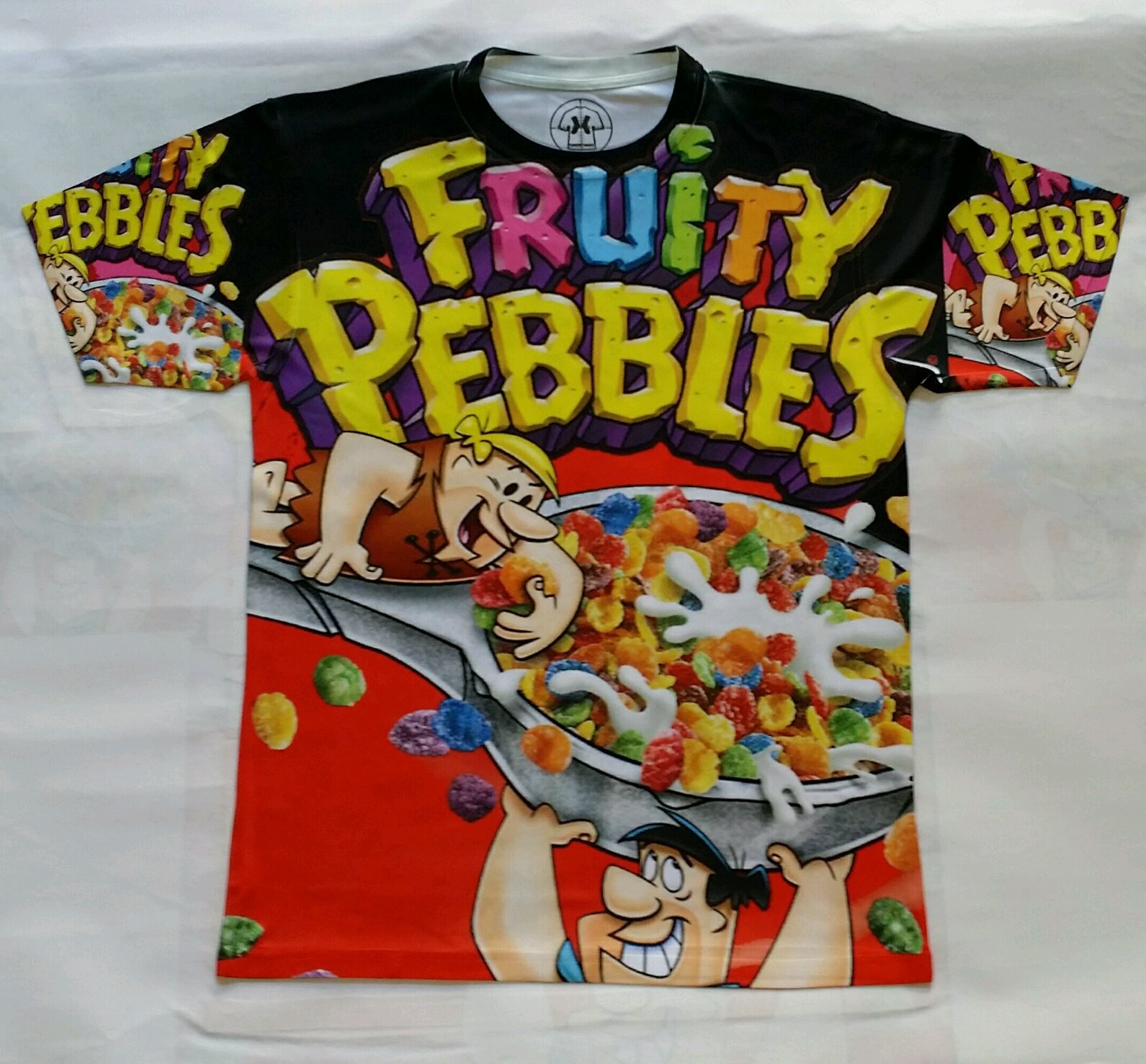 Custom Fruity Pebbles black T Sublimated Shirt powder legend foams cereal
