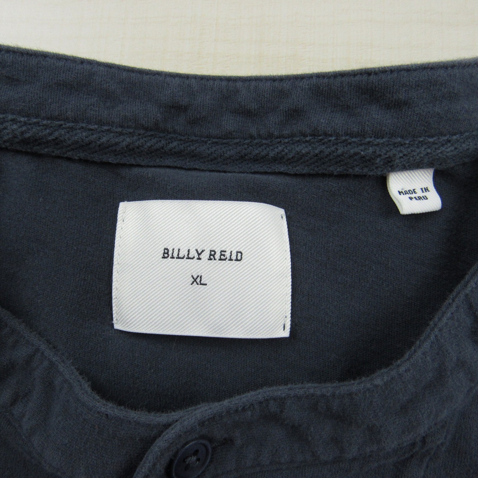 Billy Reid Shirt Mens Extra Large Blue Henley Slim Long Sleeve Cotton Outdoor