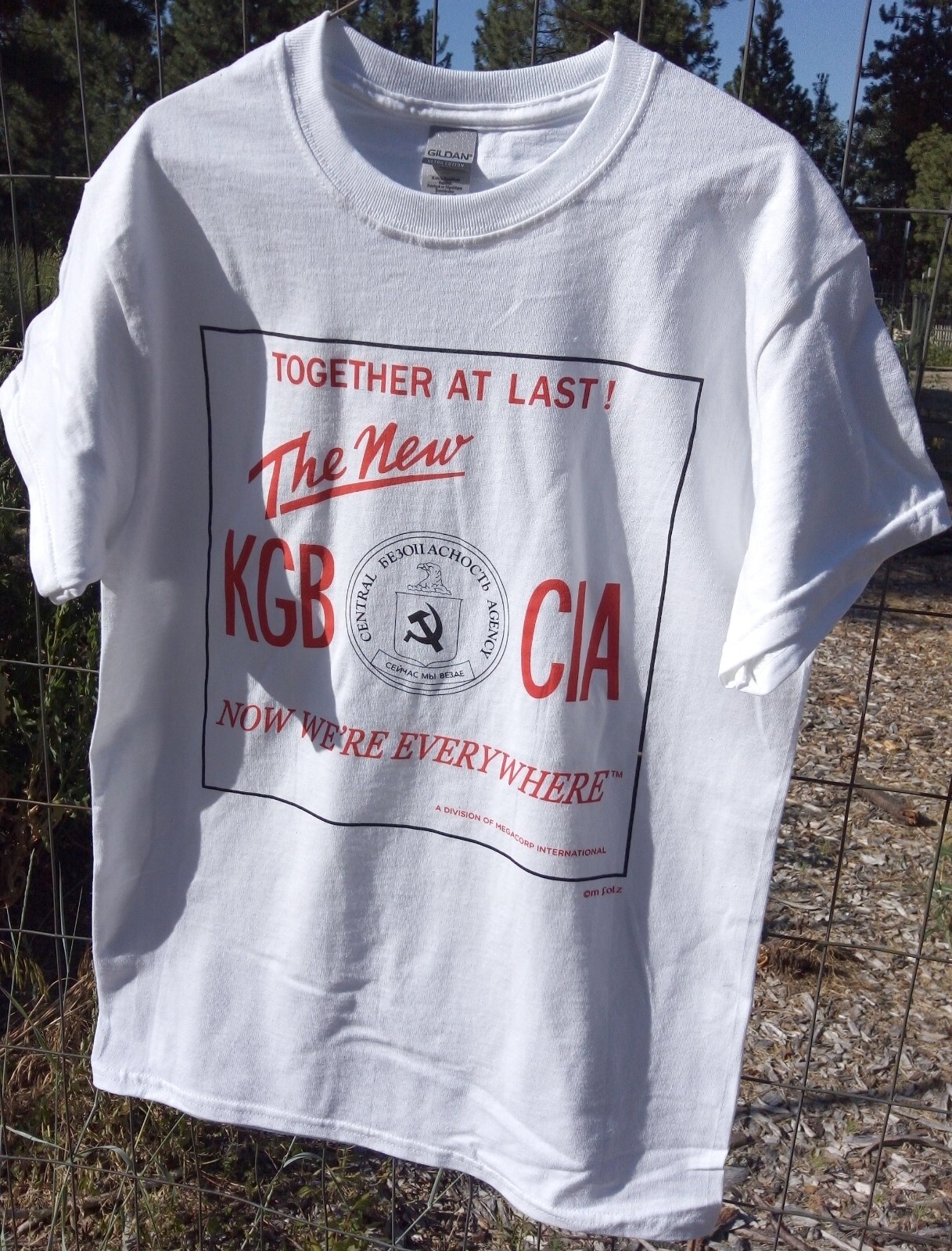 Reprint of vtg KGB CIA Shirt USA USSR Russia Ukraine Gorbachev Putin Biden Trump