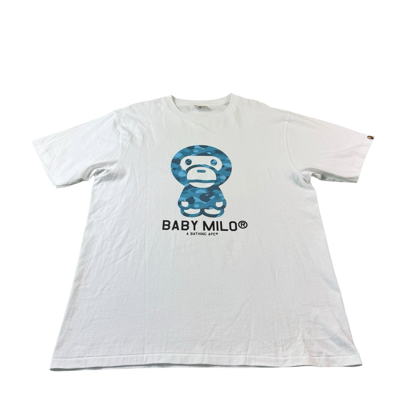 A Bathing Ape White Blue Camo Baby Milo Graphic Cotton T Shirt Size XL