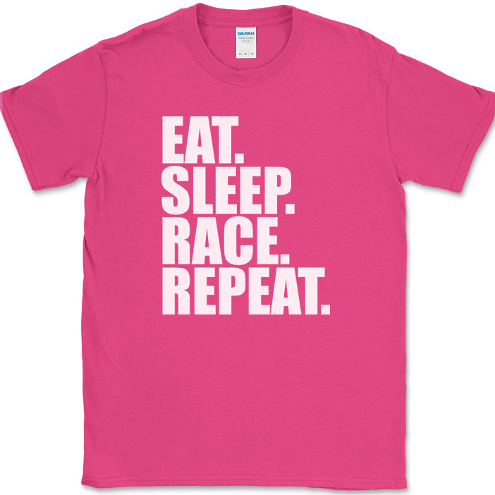 Eat Sleep Race Repeat T-Shirt Funny Racing Cars Trucks Bikes Gift Tee
