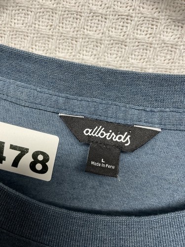 NWOT Allbirds Blue Sea CrewNeck Long Slv T-Shirts Men L Peru Tencel/Wool/Spandex