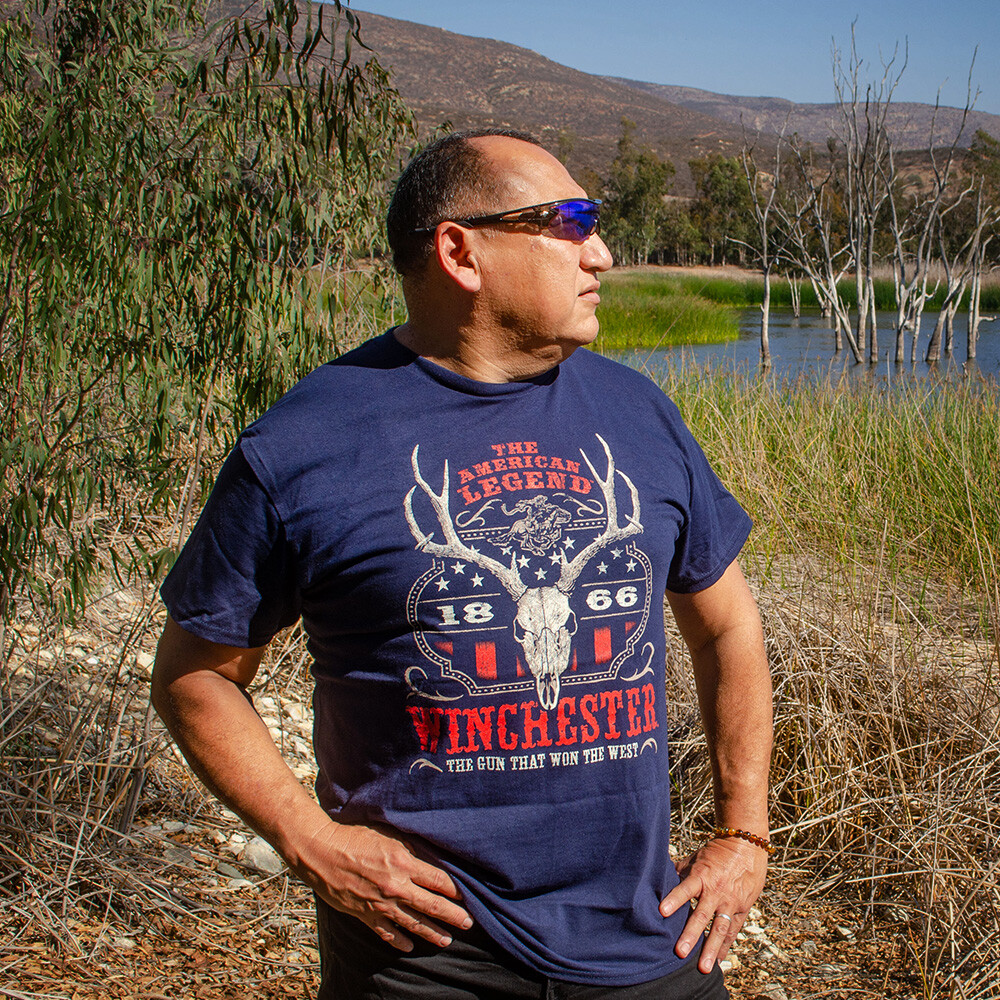 Winchester Classic – Western Flag Deer Skull – Mens Graphic T-Shirt