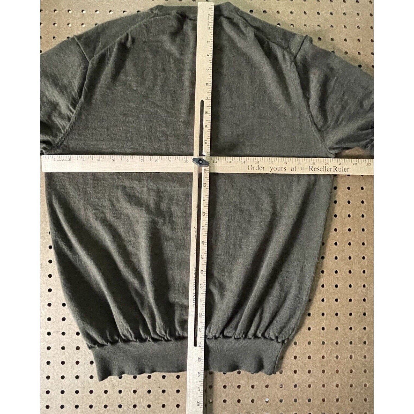 Suitsupply Shirt Mens Medium Olive Green Merino Wool Crew Neck Ribbed Knit