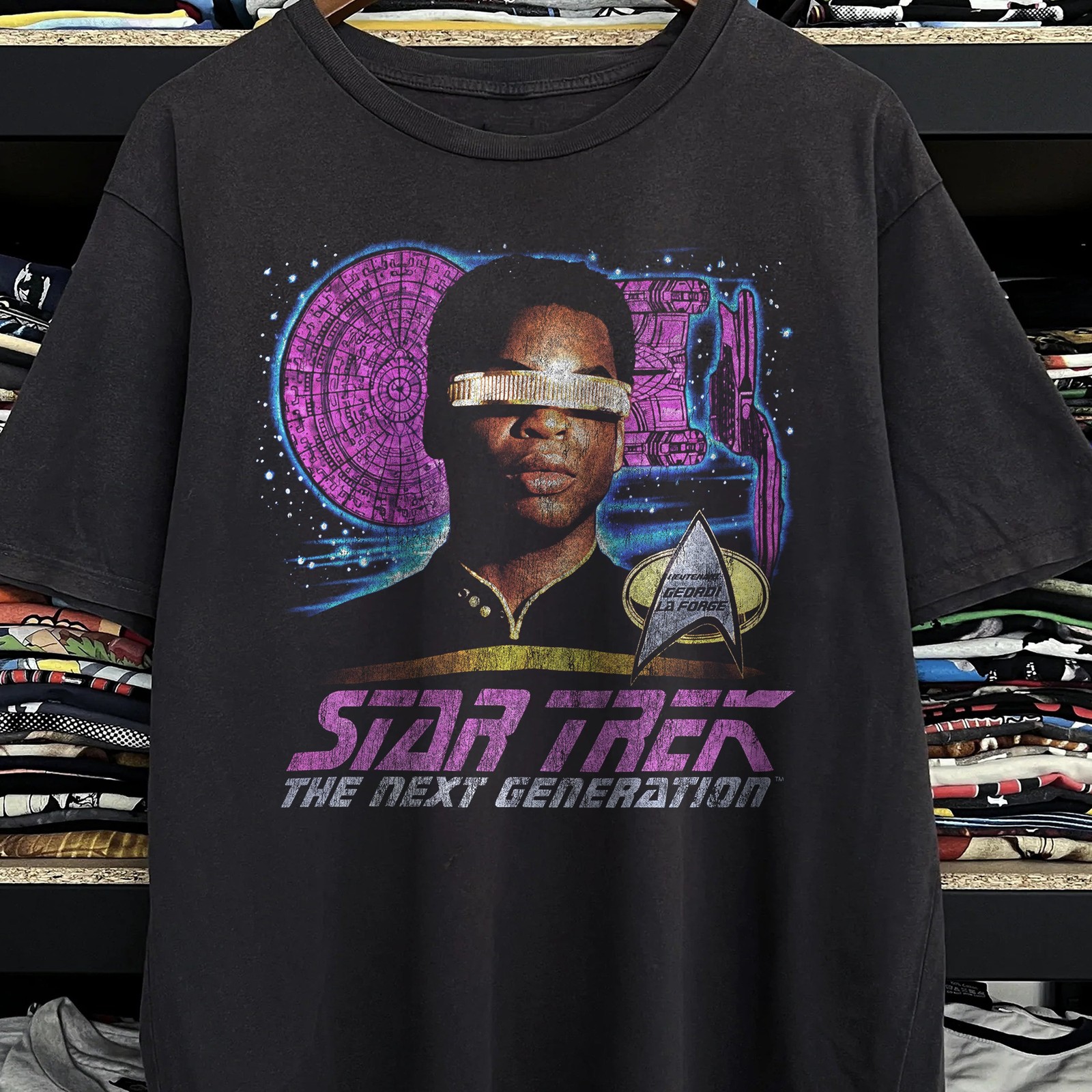 Star Trek Next Generation Lt. Geordi La Forge Promo T-Shirt Black XXL