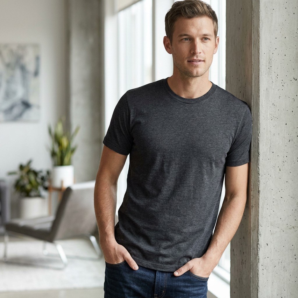 Mens Plain Blank T-Shirt Bundle Premium Casual Basic Crew Neck Tee Lot 4-Pack