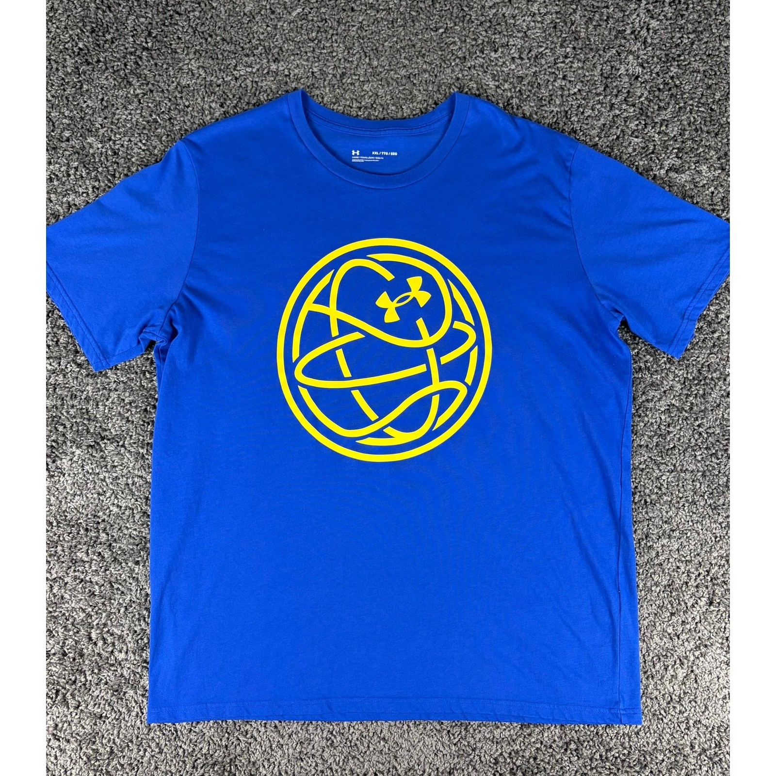 Under Armour Mens XXL Blue Basketball Graphic Loose Fit Short Sleeve T-Shirt