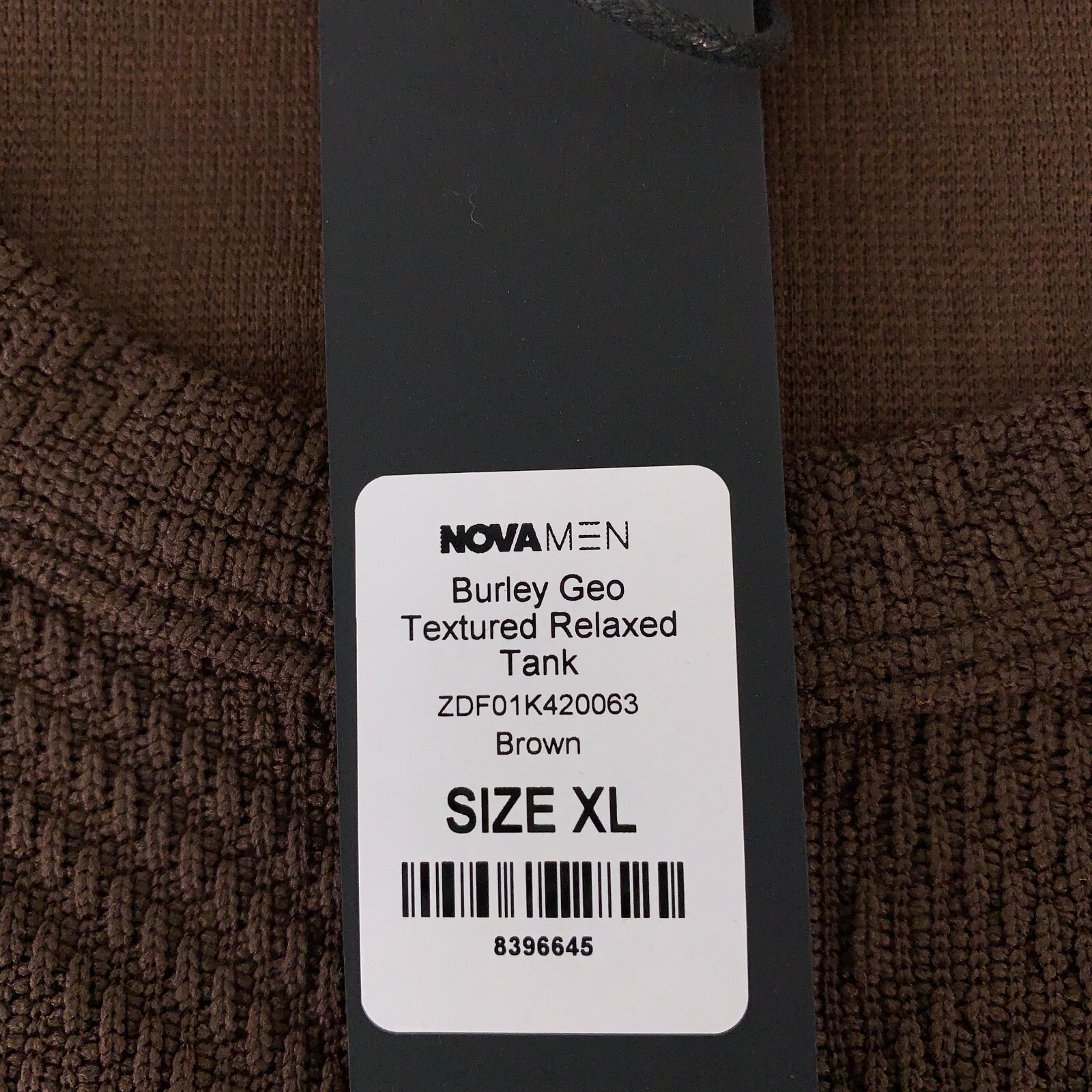 Fashion Nova Men&rsquo;s Size XL Brown Burley Geo Textured Relaxed Fit Tank Top NWT