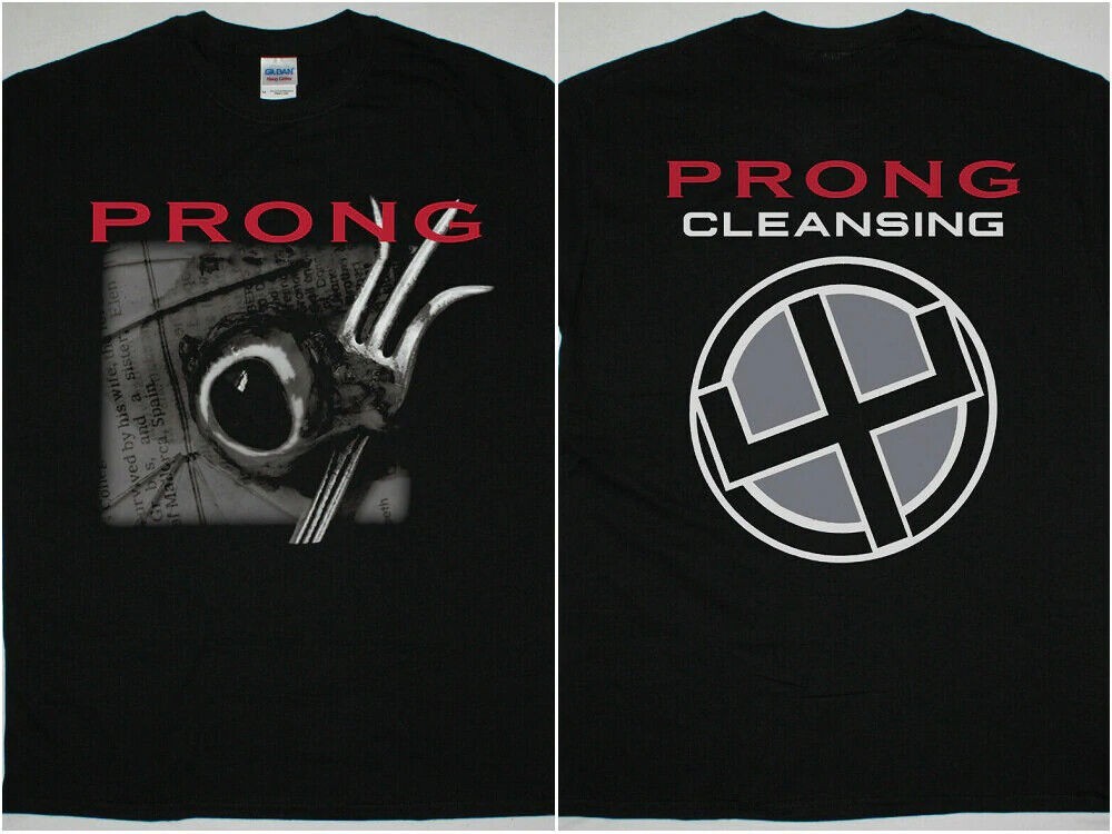 PRONG CLEANSING BLACK T SHIRT MINISTRY HELMET WHITE ZOMBIE T SHIRT