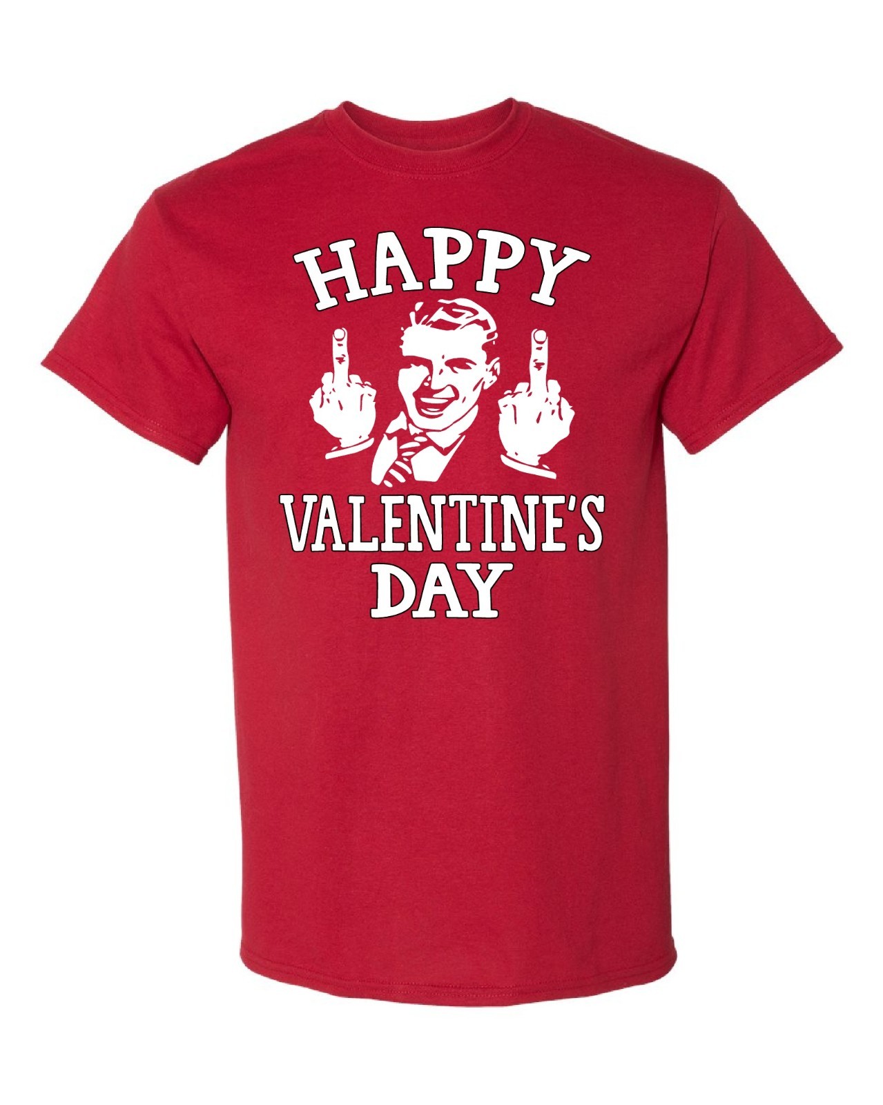 Happy Valentine&rsquo;s Day February 14th Middle Finger (Gildan 50/50) Red Shirt