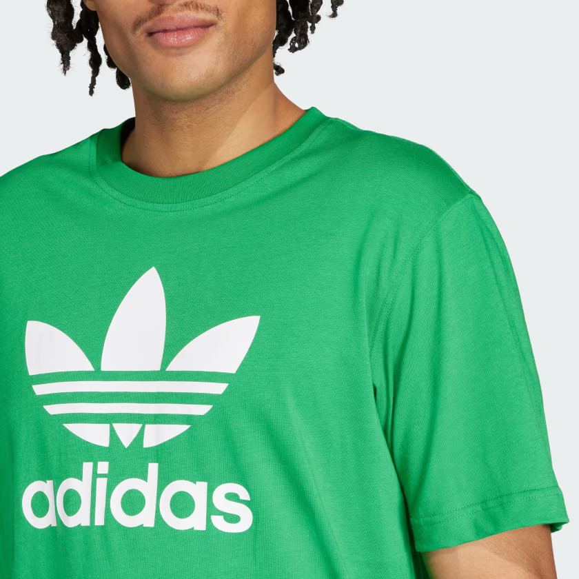 Adidas Trefoil T-Shirt Men&rsquo;s size L Green COTTON Crew-Neck Short Sleeve Big Logo