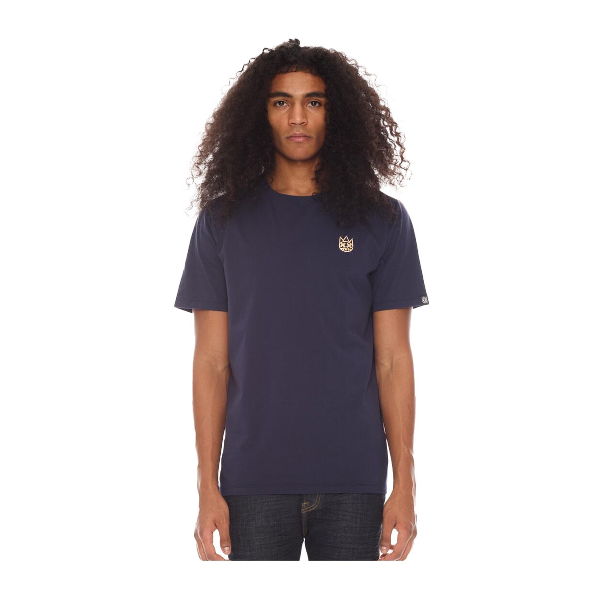 Cult Of Individuality Crew Neck T-Shirt Foil XX Gold Mens Blue 623B10