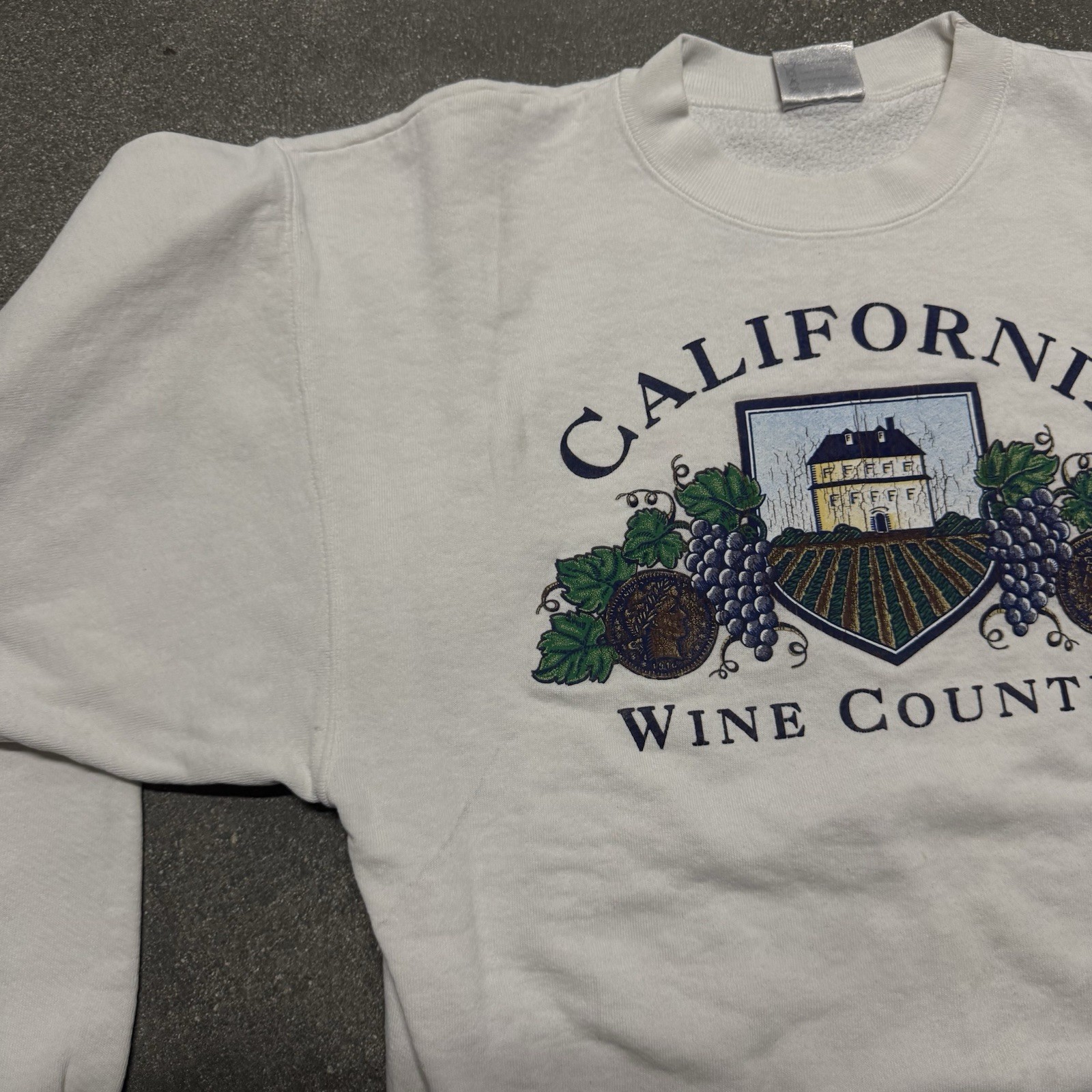 Vintage 90s California Wine Country white graphic sweater See Measurements