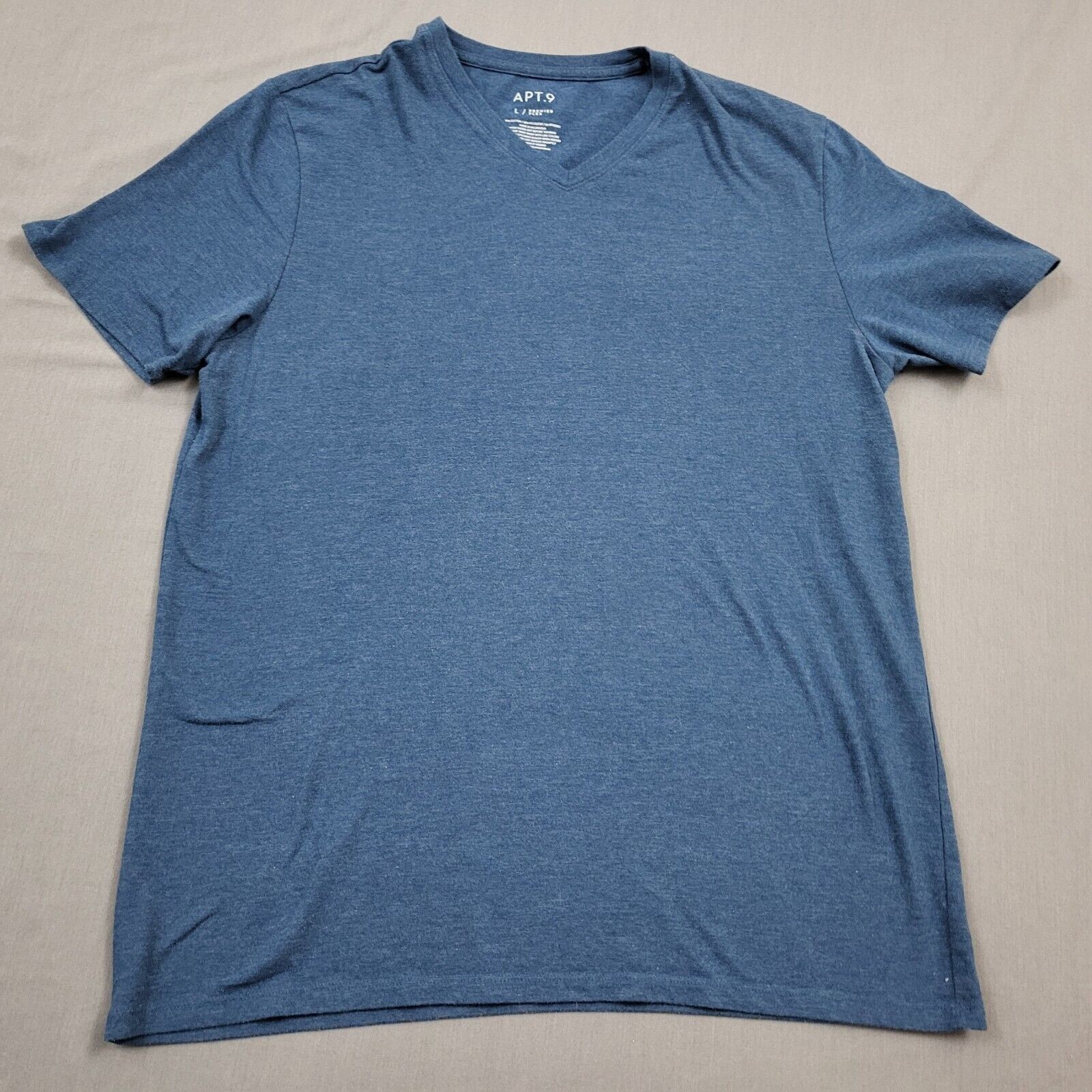 Apt 9 Shirt Mens Large L Short Sleeve V Neck Stretch Premier Flex Pullover Blue
