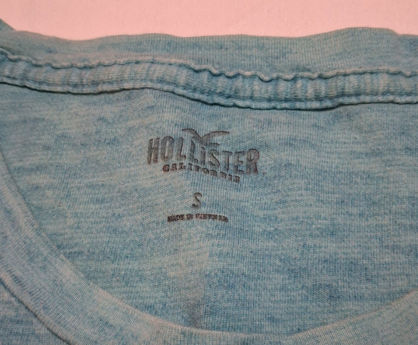 Hollister California Ombré Gradient Logo T-Shirt Men Sz Small Blue Water 2 Sided