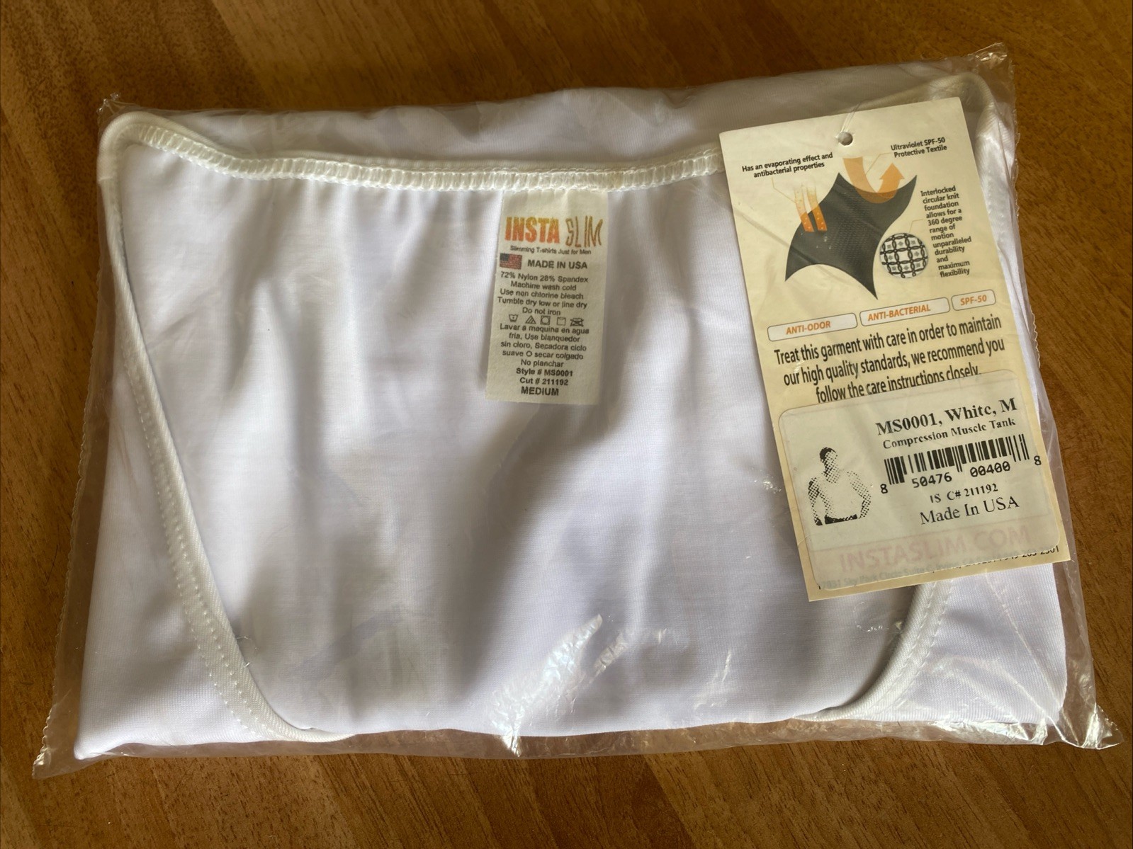 NWT Insta Slim InstaSlim Men&rsquo;s Compression Muscle Tank White Size Medium Made US