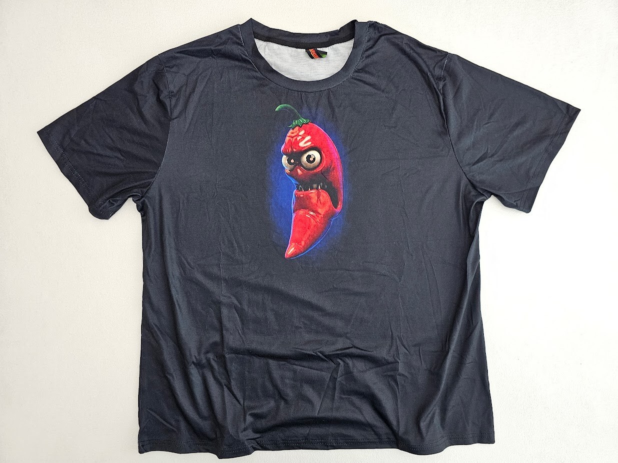 PeachbruhUnisex Angry Chili Peppers Abstract Print Design T-Shirt Size XL Black