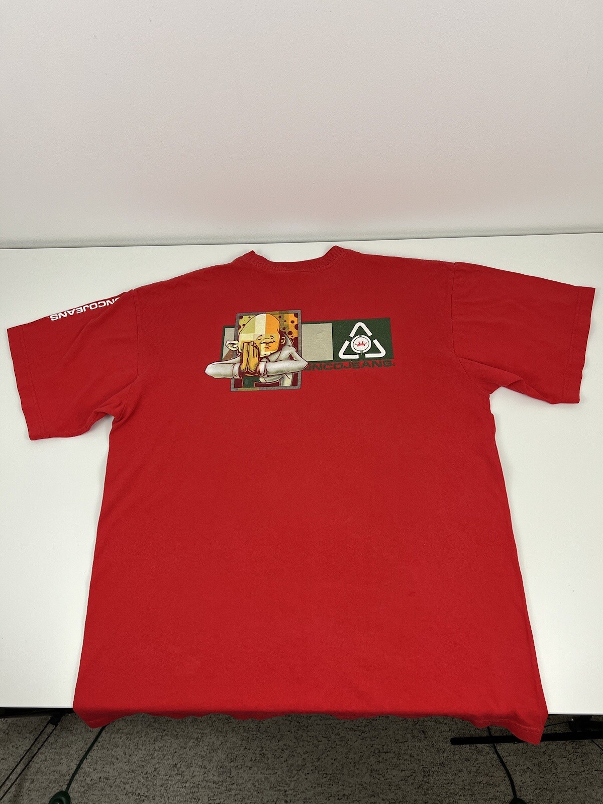 VTG Y2K Jnco Jeans Red Graphic T Shirt Men Size M Medium USA Made Cotton S/S EUC
