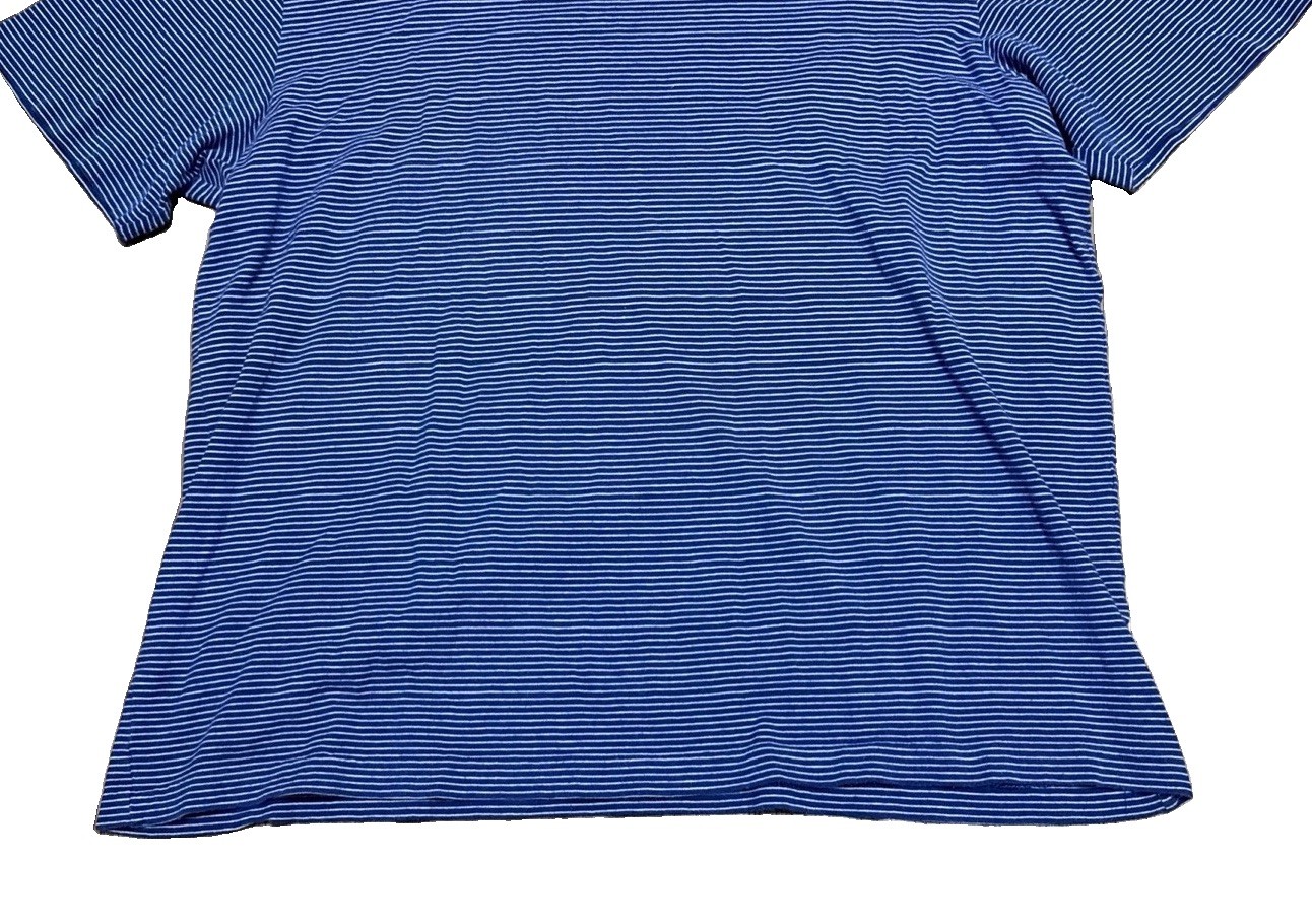 Vintage Polo Ralph Lauren T-Shirt Mens L Blue Striped Short Sleeve Cotton 90s