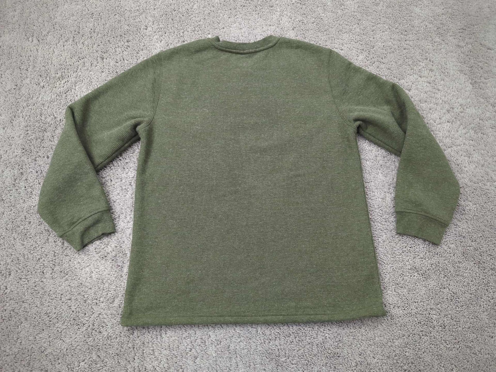 London Fog Thermal Shirt Mens L Green Long Sleeve Ribbed Knit Fleece Lined