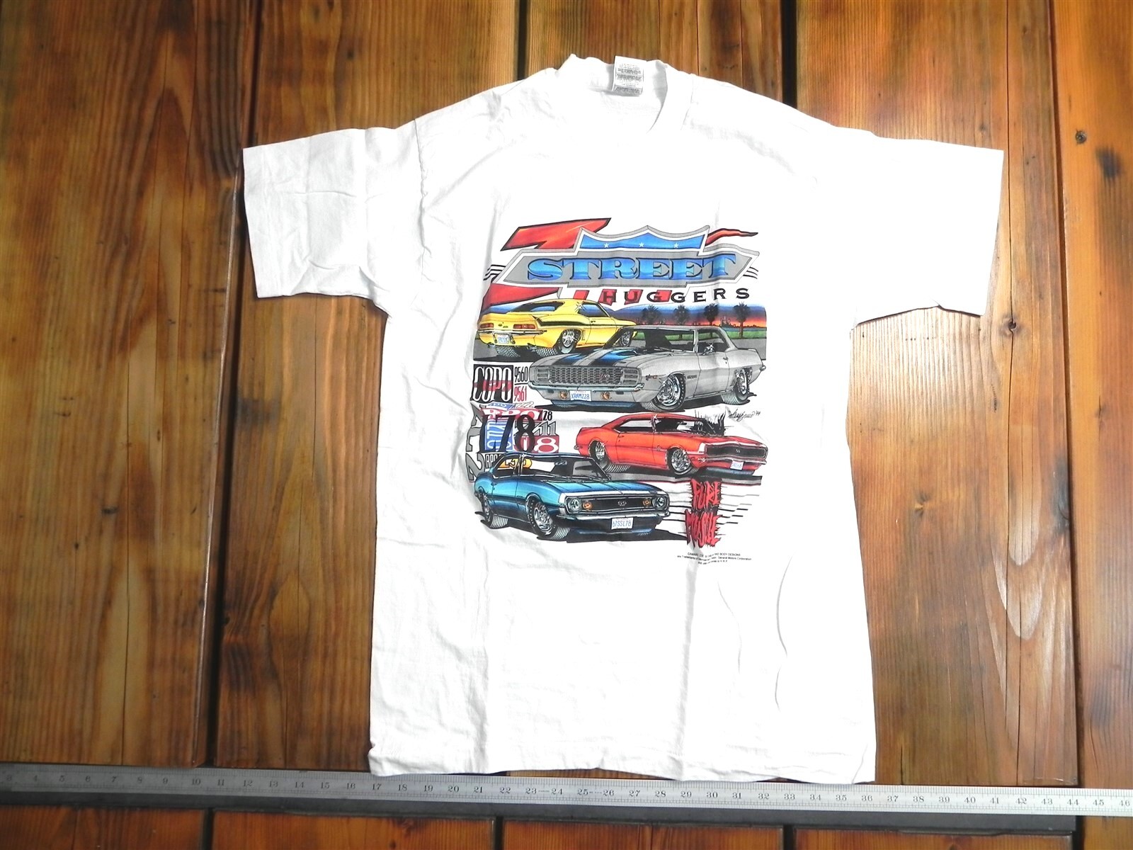 VINTAGE UNIQUE STREET HUGGERS USED MENS GARAGE RACE TEE SHIRT GREAT QUALITY