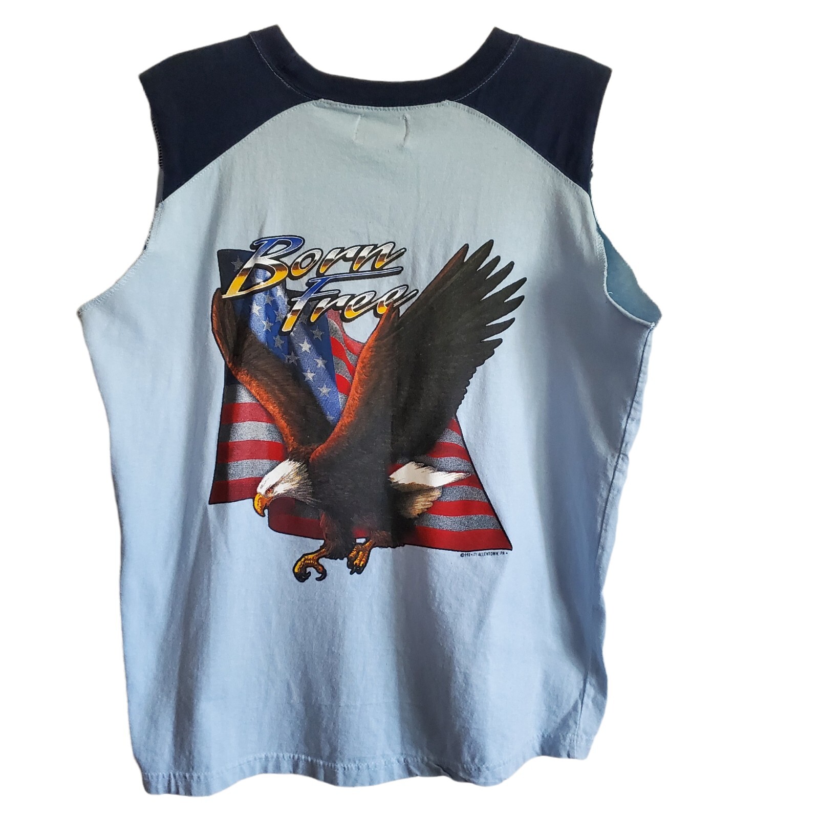 Biker Sleeveless Tee with Born Free Eagle USA Large 100% Cotton Large Pacific