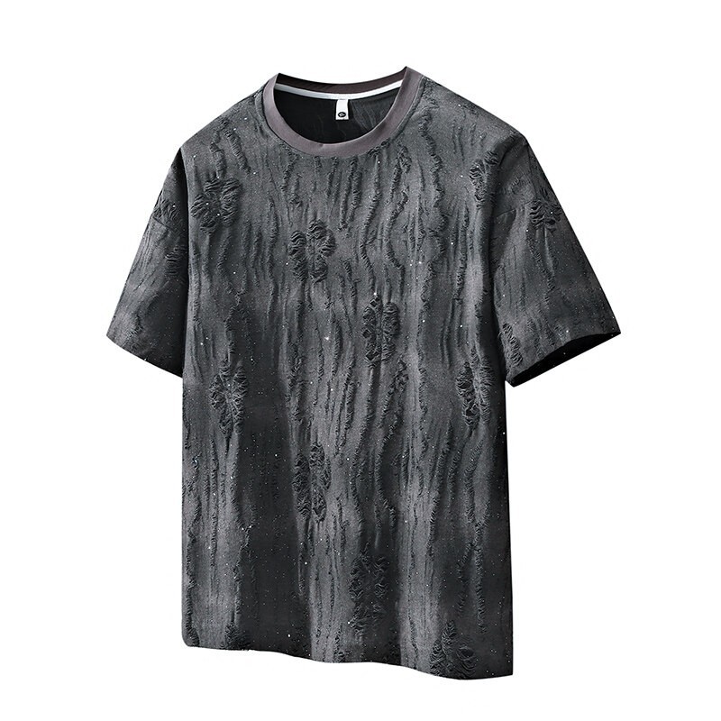 Men Luxury Fashion Trendy Star Ripped Hole Casual Summer Streetwear T-Shirt