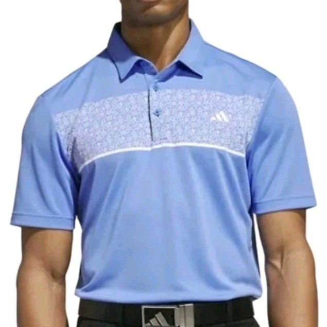 Adidas Men&rsquo;s Stretch Golf Polo Shirt Size: Medium Short Sleeve Geometric, NWT