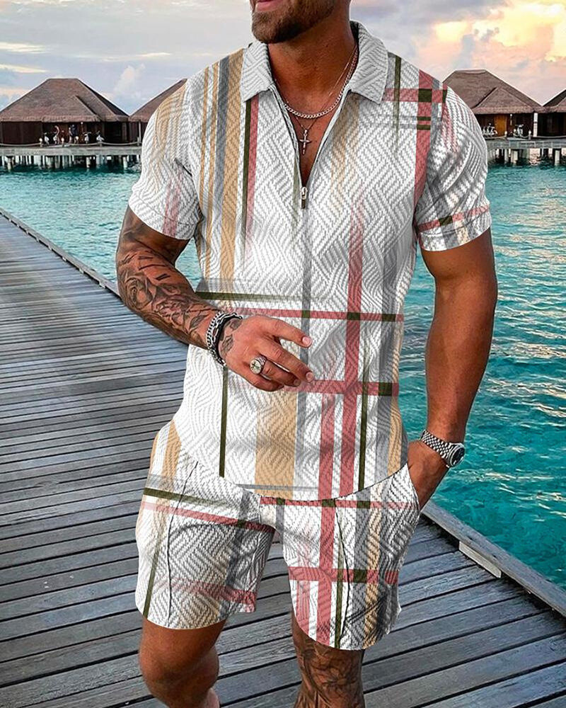 Summer Mens Sweatsuit Short Sleeve T Shirts & Shorts Set 2 Piece Set Outfit 2025
